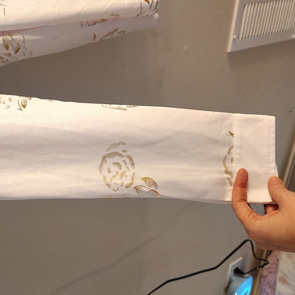 EUC Shein men's collared, long sleeve, dress shirt. White and metallic gold - Picture 2 of 7